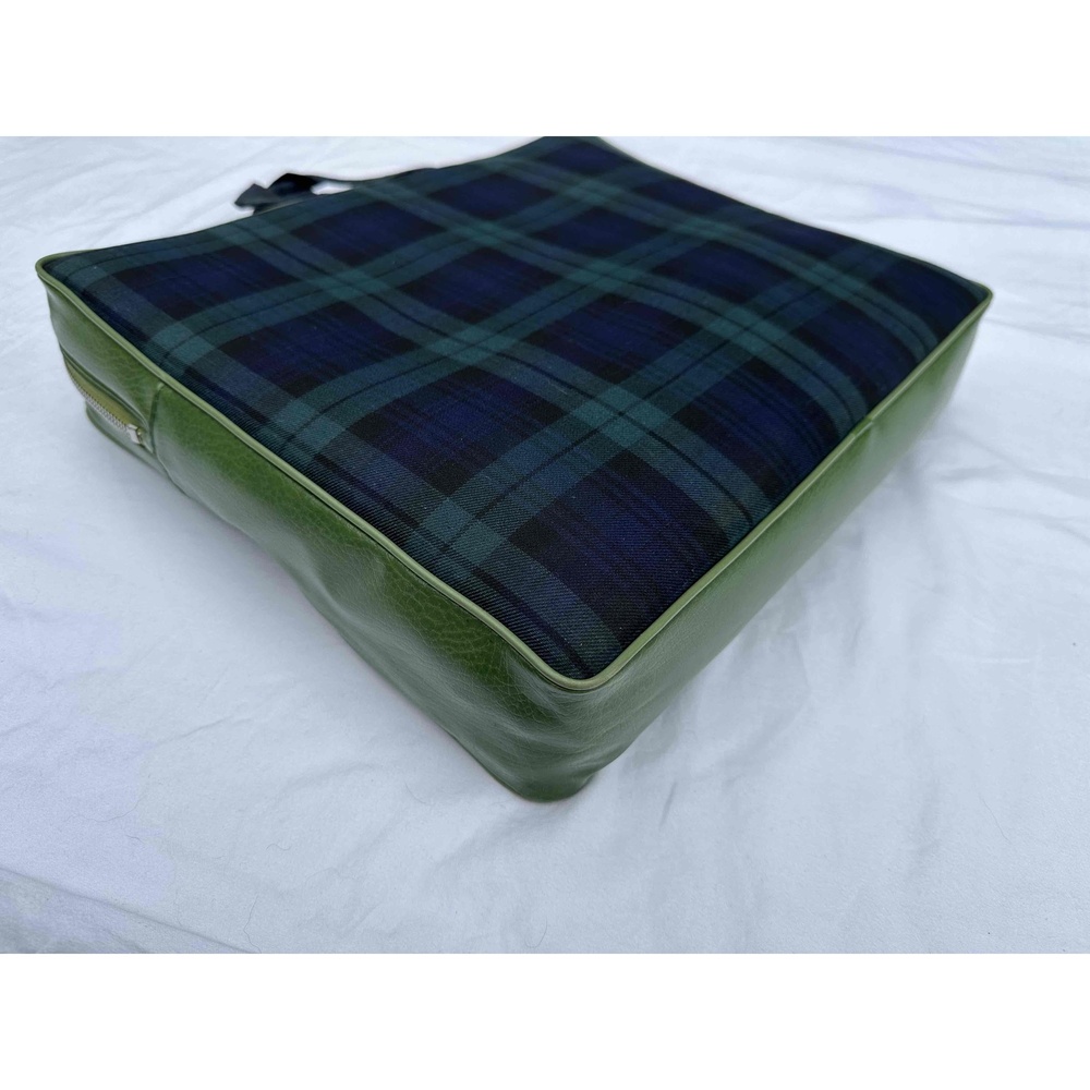 Troy Leisure Blanket Blue Green Plaid Zipper Bag Stadium Seat Cushion USA Made - Picture 7 of 16